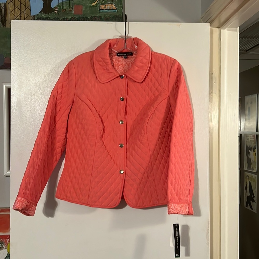 Briggs New York coral quilted snap front lightweight jacket